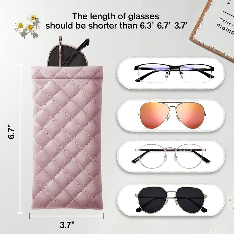 COMF-PRO Store Squeeze Top Sunglass Pouch - Portable Sunglass Organizer Pouch Bags Soft PU Leather Glasses 2 Pack - Image 4